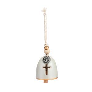 Demdaco Blessed Grey 2.5 inch Ceramic Stoneware and Wood Mini Inspired Bell